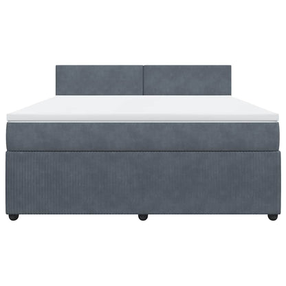 Boxspringbett mit Matratze Dunkelgrau 180x200 cm Samt