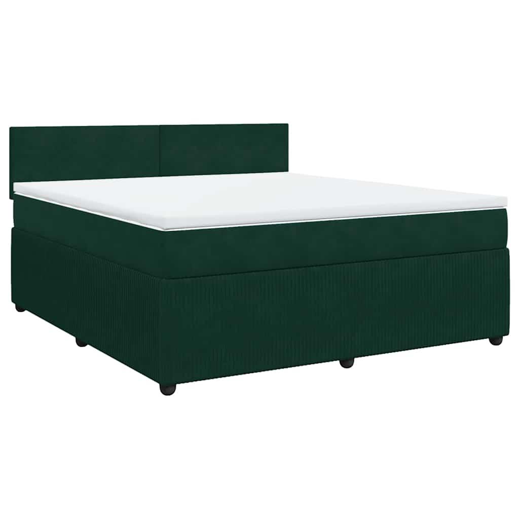 Boxspringbett mit Matratze Dunkelgrün 180x200 cm Samt