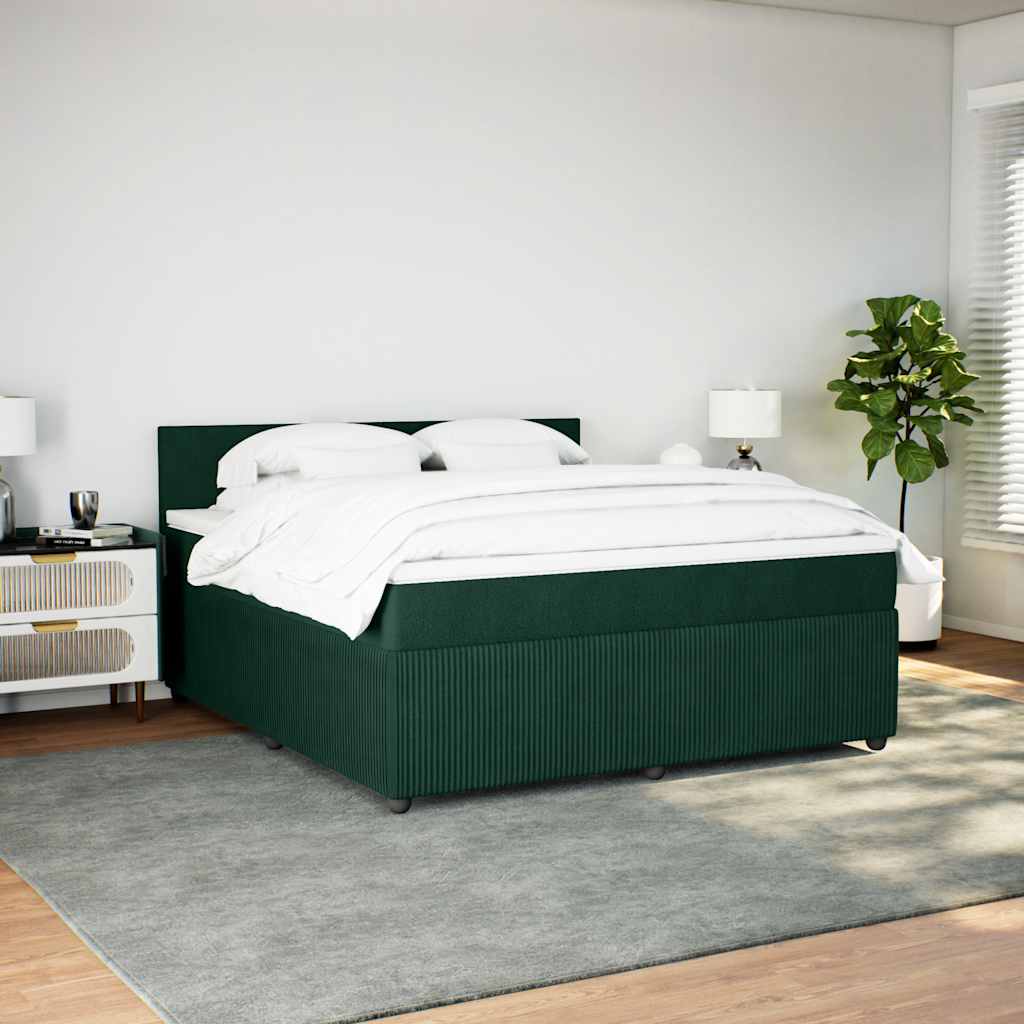 Boxspringbett mit Matratze Dunkelgrün 180x200 cm Samt