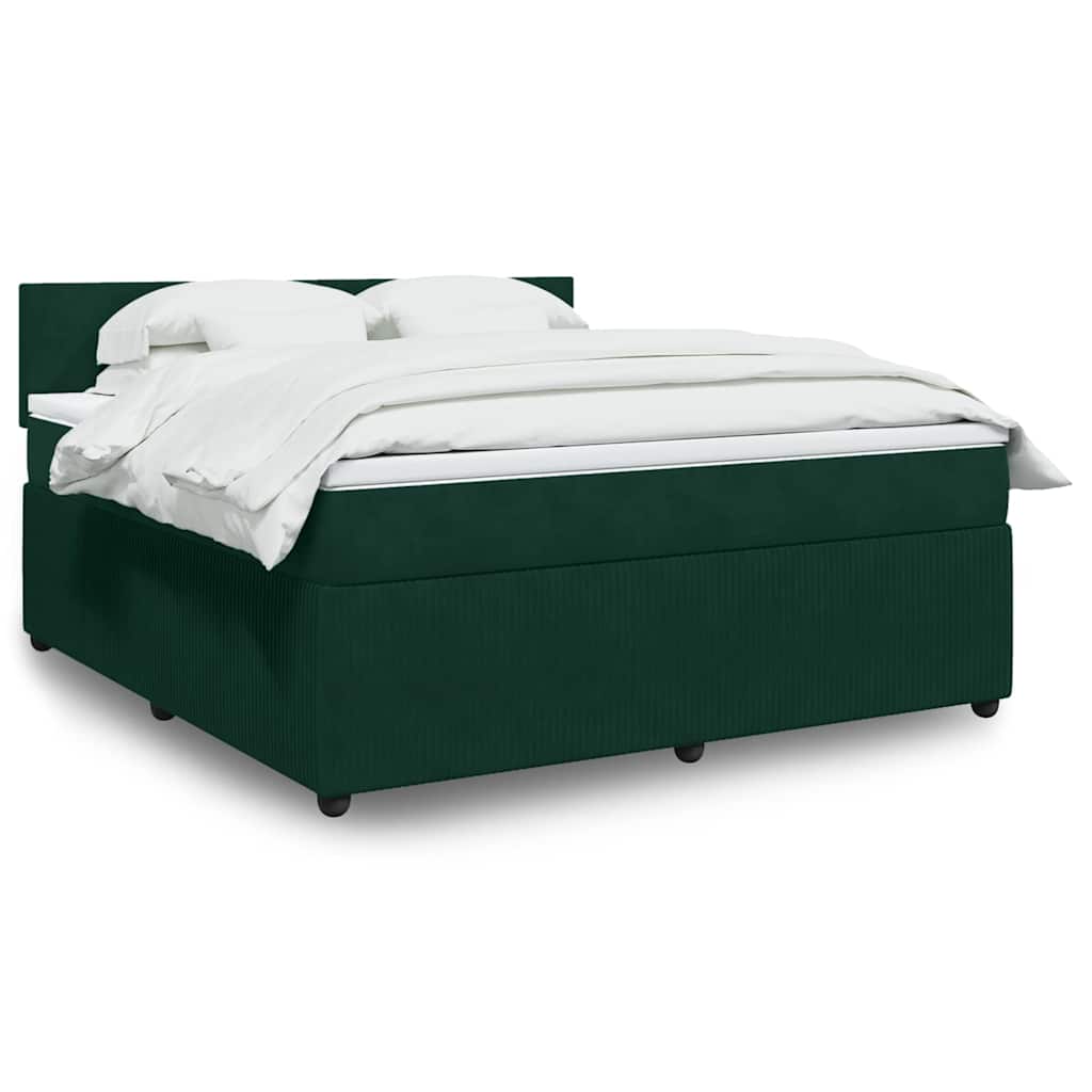 Boxspringbett mit Matratze Dunkelgrün 180x200 cm Samt