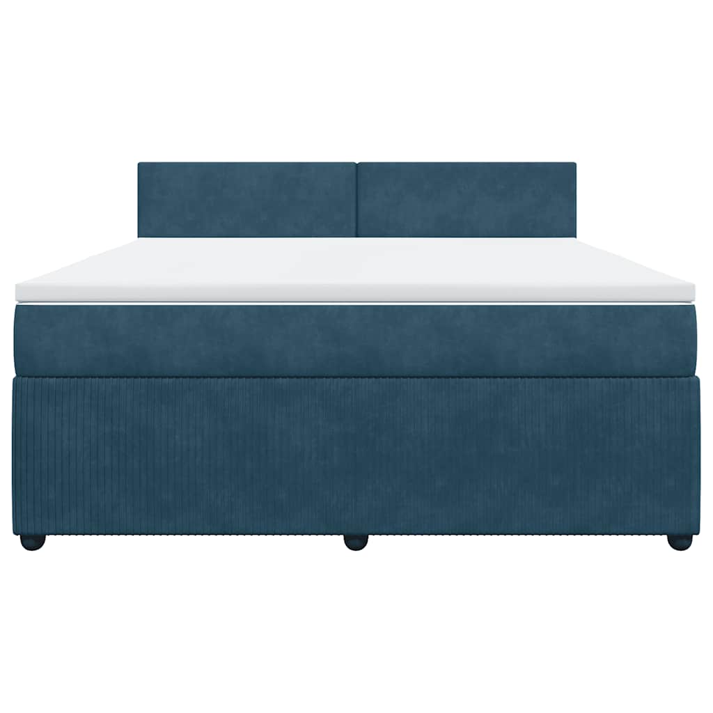 Boxspringbett mit Matratze Blau 180x200 cm Samt