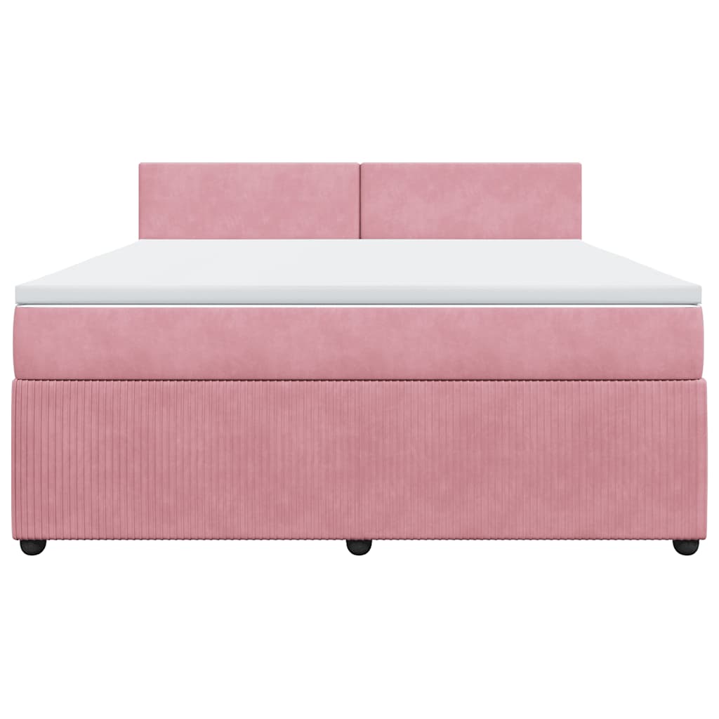 Boxspringbett mit Matratze Rosa 180x200 cm Samt