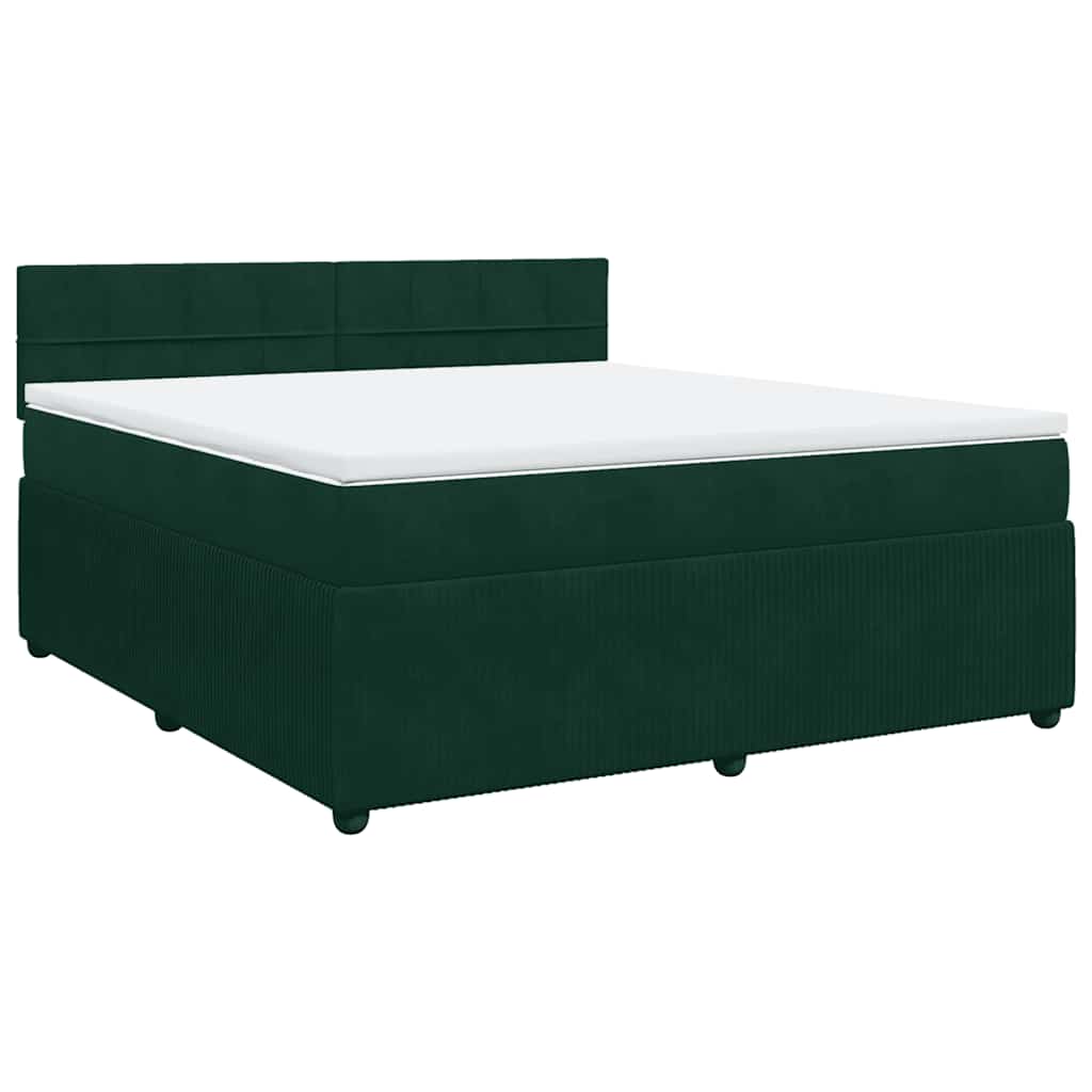 Boxspringbett mit Matratze Dunkelgrün 180x200 cm Samt