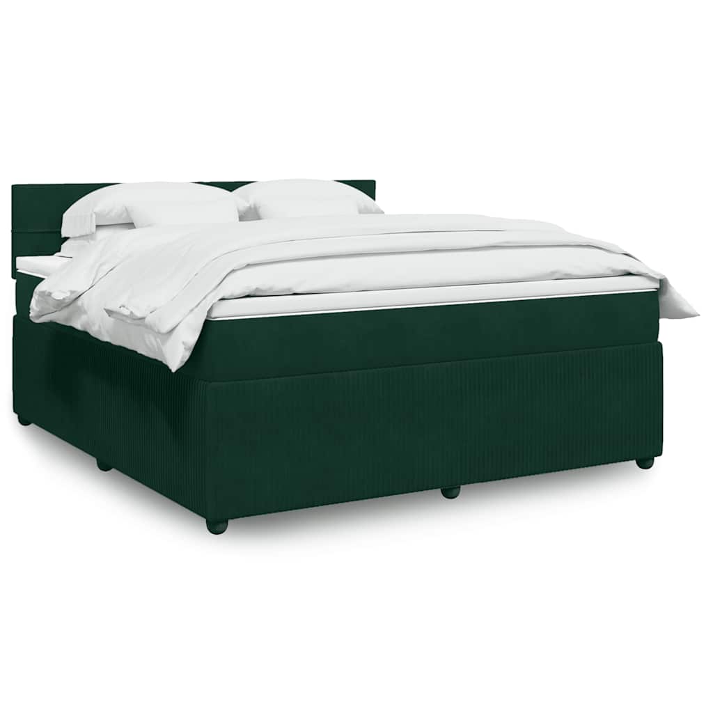 Boxspringbett mit Matratze Dunkelgrün 180x200 cm Samt