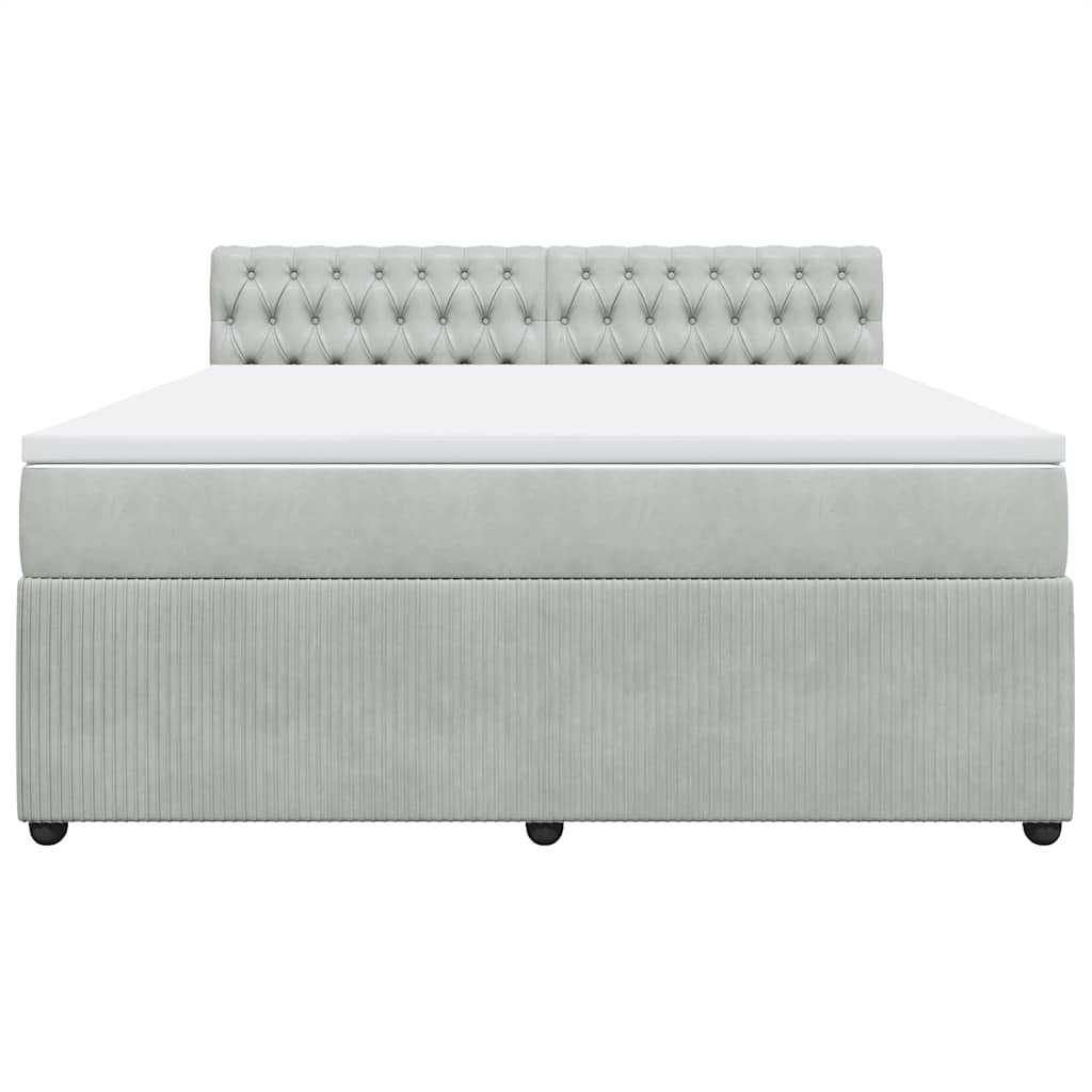 Boxspringbett mit Matratze Hellgrau 180x200 cm Samt