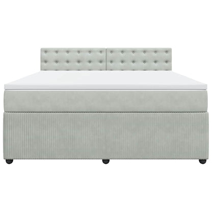 Boxspringbett mit Matratze Hellgrau 180x200 cm Samt
