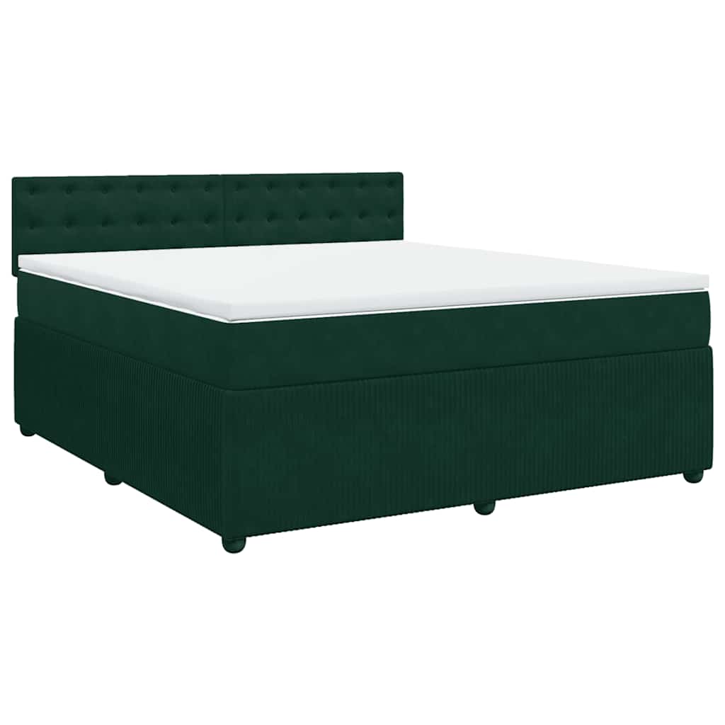 Boxspringbett mit Matratze Dunkelgrün 180x200 cm Samt
