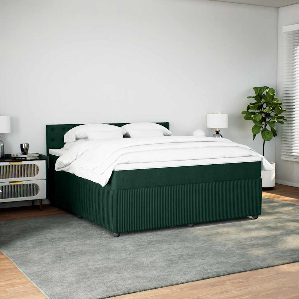 Boxspringbett mit Matratze Dunkelgrün 180x200 cm Samt