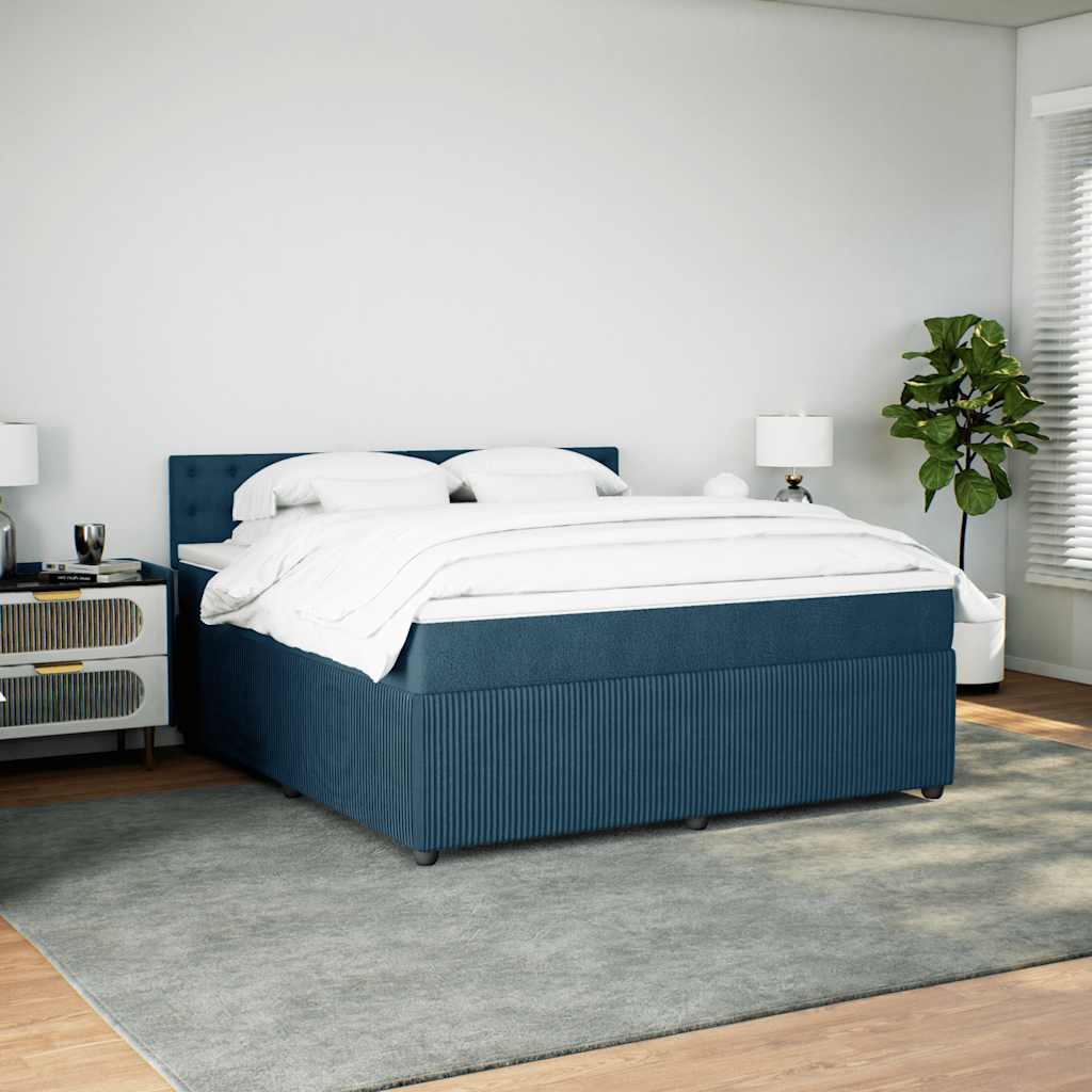 Boxspringbett mit Matratze Blau 180x200 cm Samt