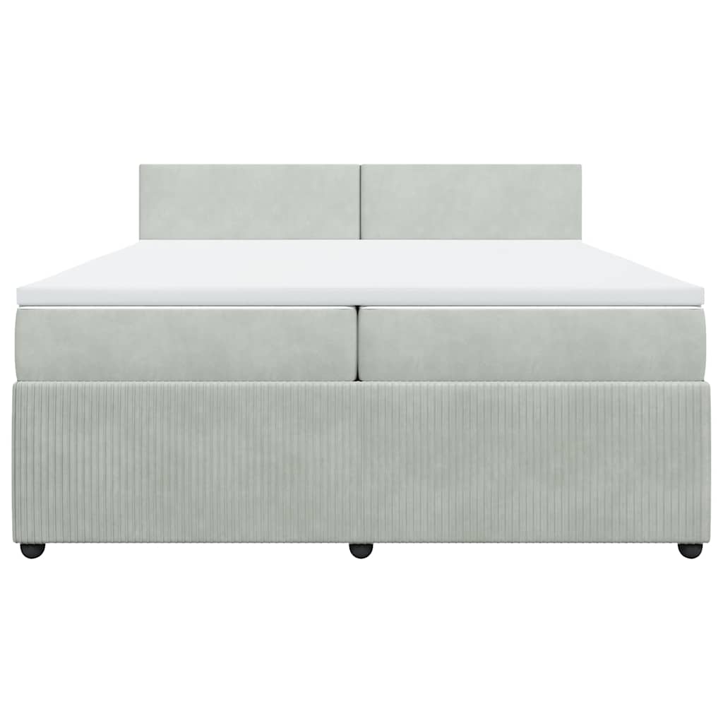 Boxspringbett mit Matratze Hellgrau 200x200 cm Samt