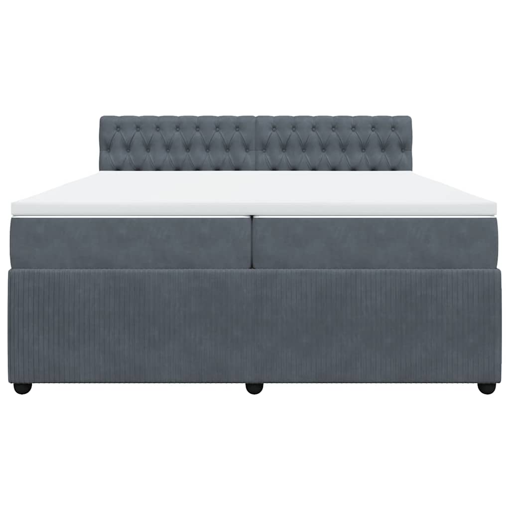 Boxspringbett mit Matratze Dunkelgrau 200x200 cm Samt