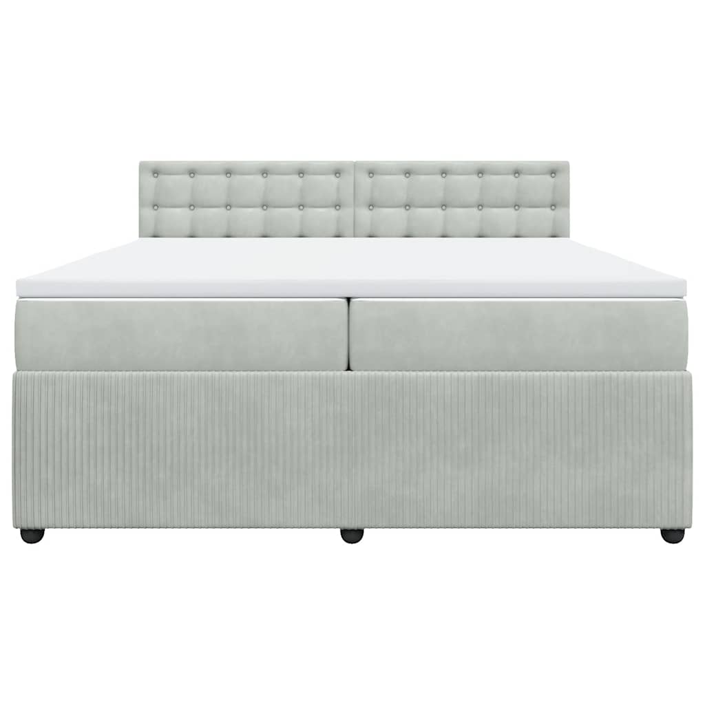 Boxspringbett mit Matratze Hellgrau 200x200 cm Samt