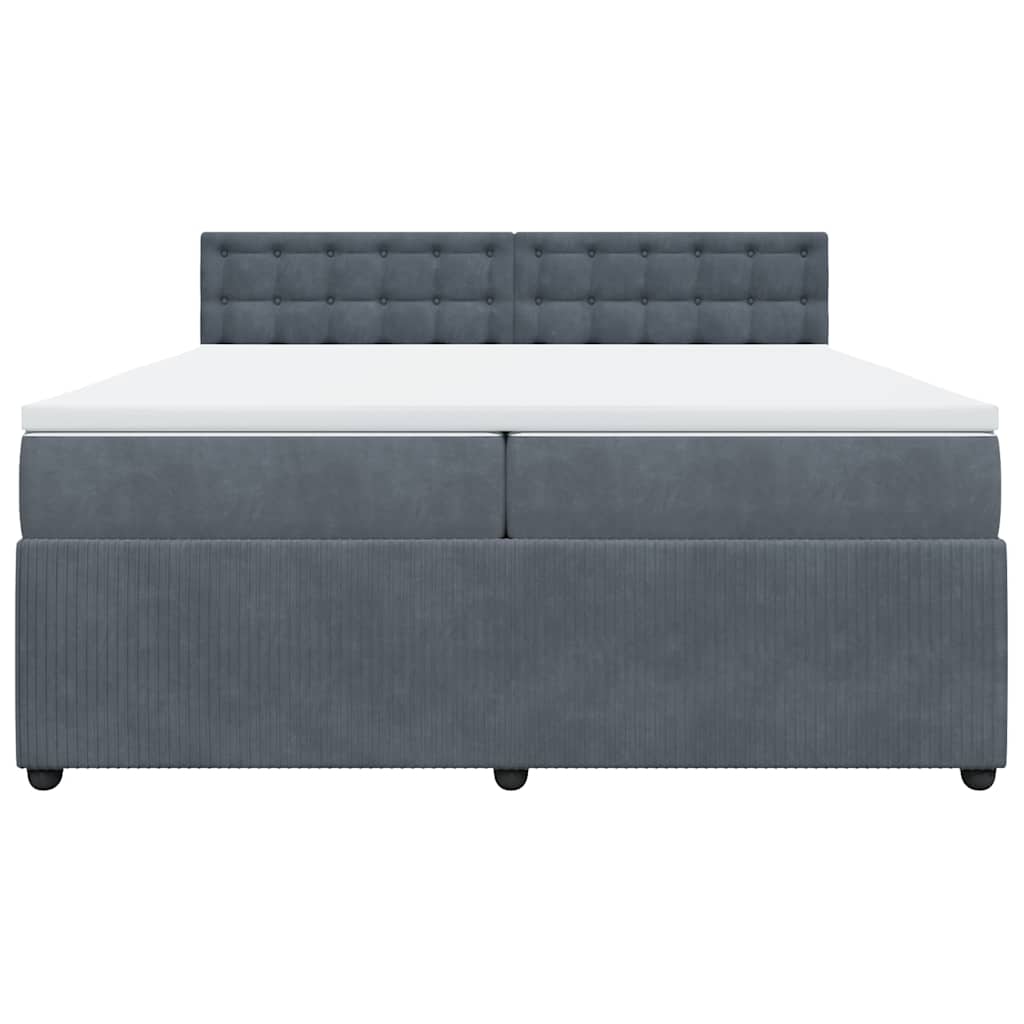 Boxspringbett mit Matratze Dunkelgrau 200x200 cm Samt