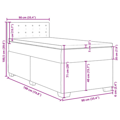 Boxspringbett mit Matratze Hellgrau 90x190 cm Stoff