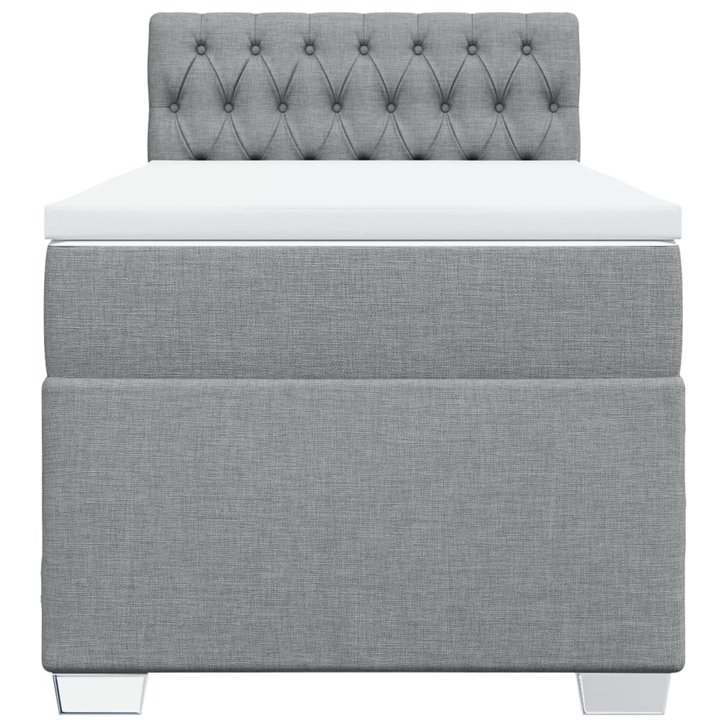 Boxspringbett mit Matratze Hellgrau 90x200 cm Stoff