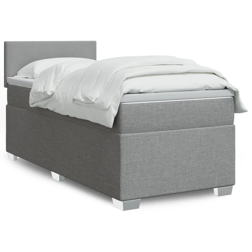Boxspringbett mit Matratze Hellgrau 100x200 cm Stoff