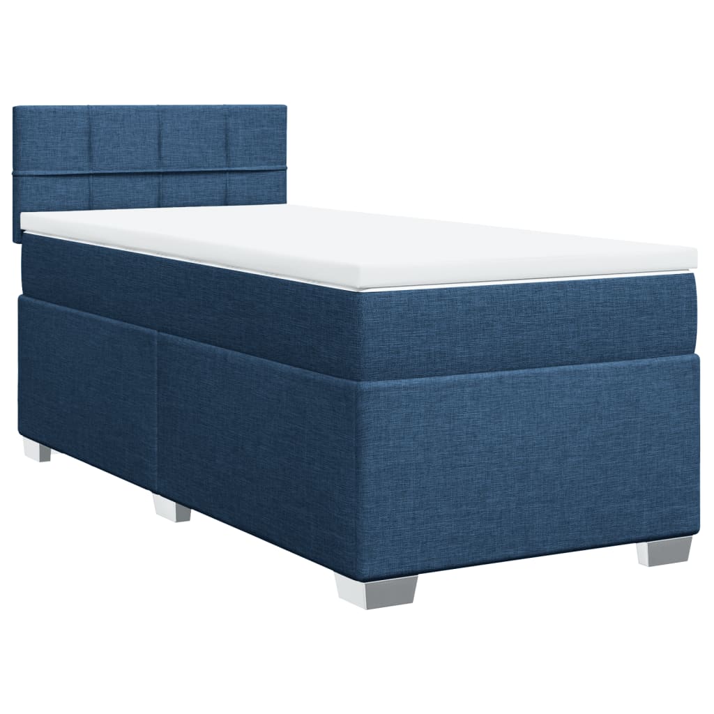 Boxspringbett mit Matratze Blau 100x200 cm Stoff