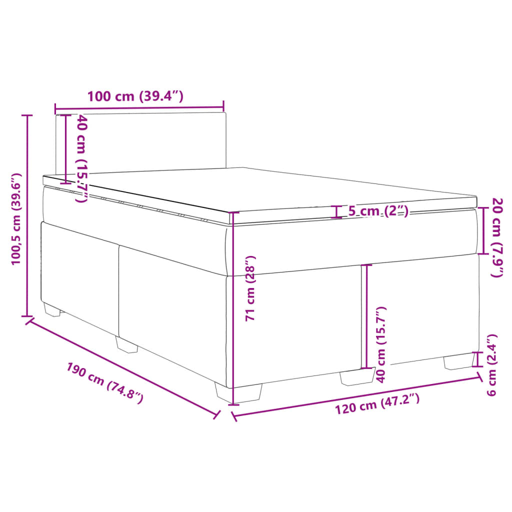 Boxspringbett mit Matratze Schwarz 120x190 cm Stoff