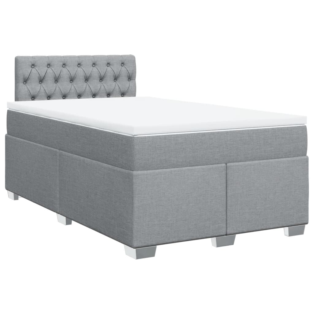 Boxspringbett mit Matratze Hellgrau 120x190 cm Stoff