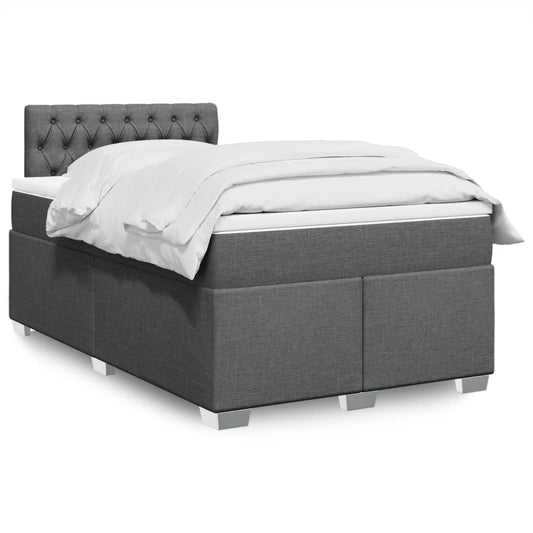 Lit à sommier tapissier avec matelas en tissu gris foncé 120x190 cm