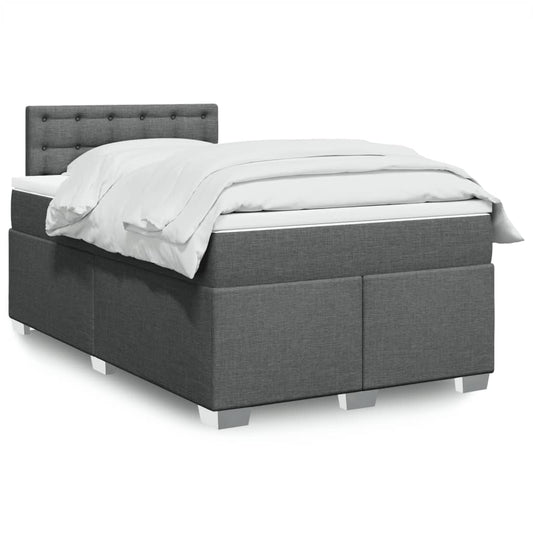 Lit à sommier tapissier avec matelas en tissu gris foncé 120x190 cm