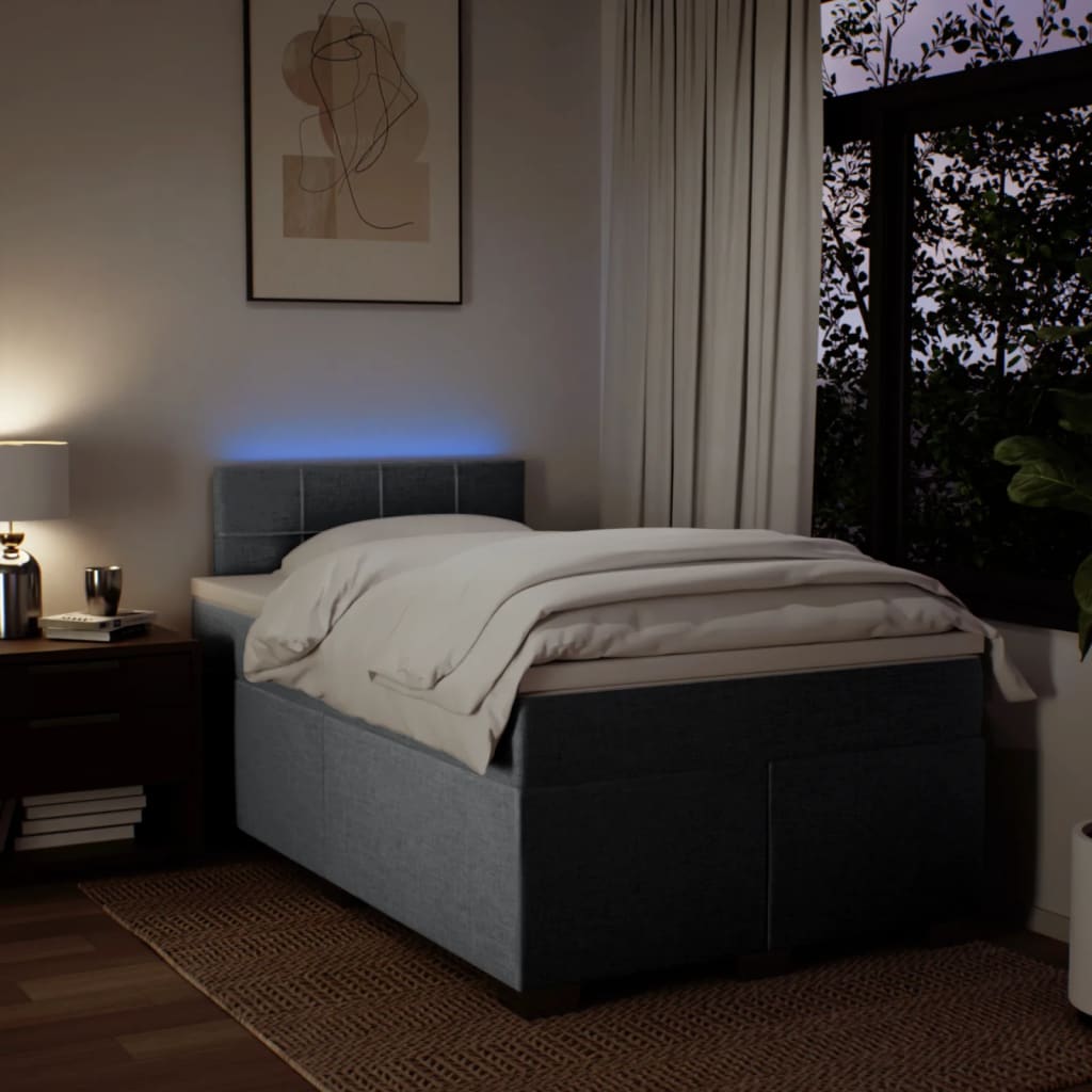 Boxspringbett mit Matratze Hellgrau 120x200 cm Stoff
