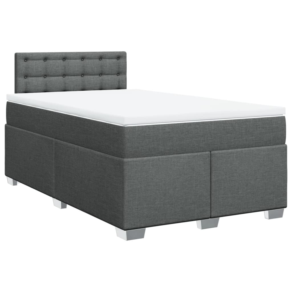 Box spring bed with mattress dark grey 120x200 cm fabric