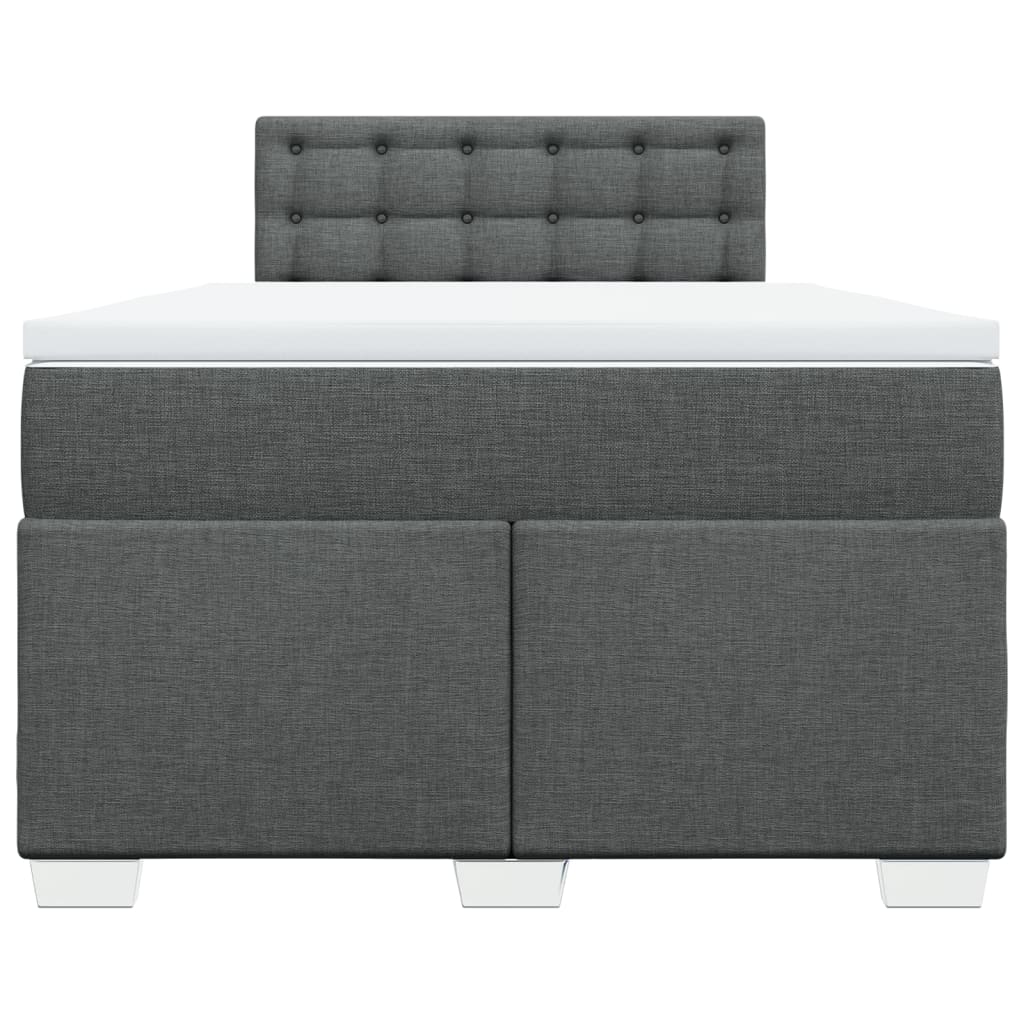 Box spring bed with mattress dark grey 120x200 cm fabric