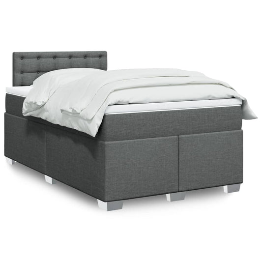 Box spring bed with mattress dark grey 120x200 cm fabric