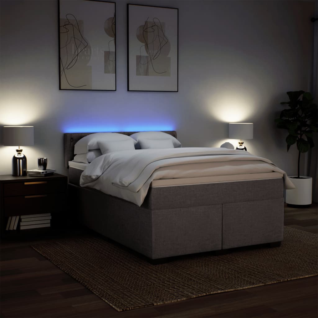 Boxspringbett mit Matratze Taupe 140x190 cm Stoff