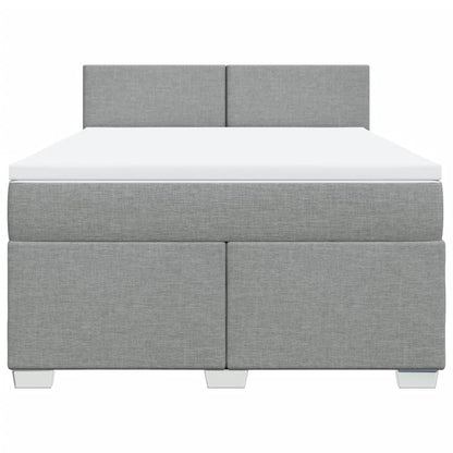 Boxspringbett mit Matratze Hellgrau 140x200 cm Stoff