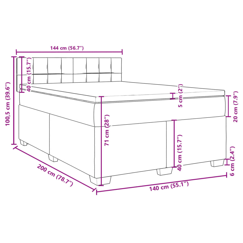 Boxspringbett mit Matratze Schwarz 140x200 cm Stoff