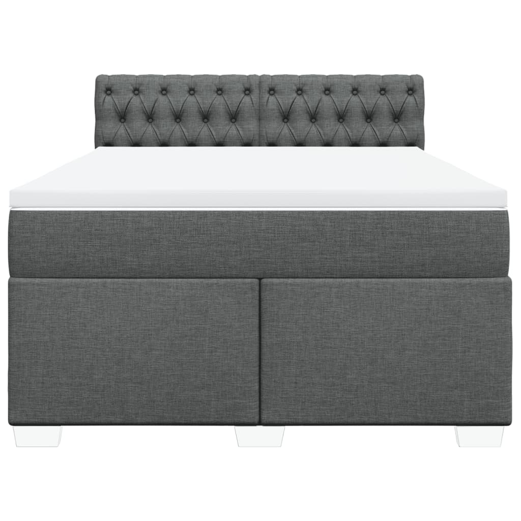 Boxspringbett mit Matratze Dunkelgrau 140x200 cm Stoff