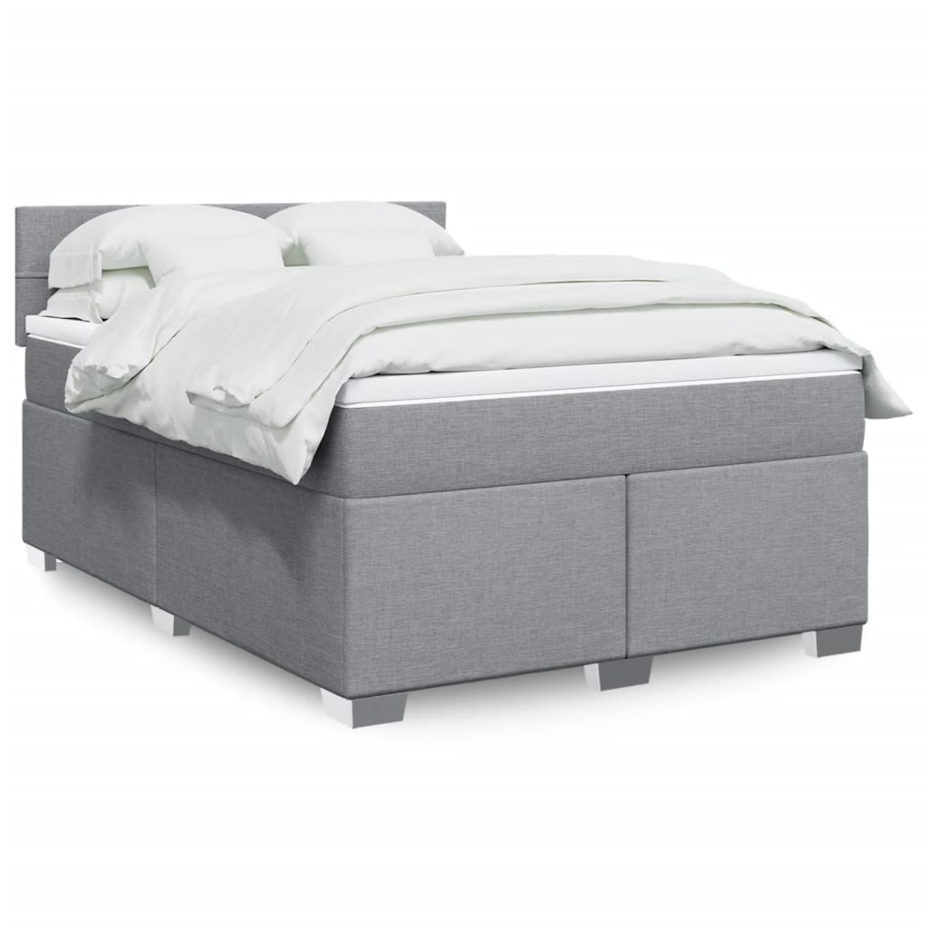 Boxspringbett mit Matratze Hellgrau 160x200 cm Stoff
