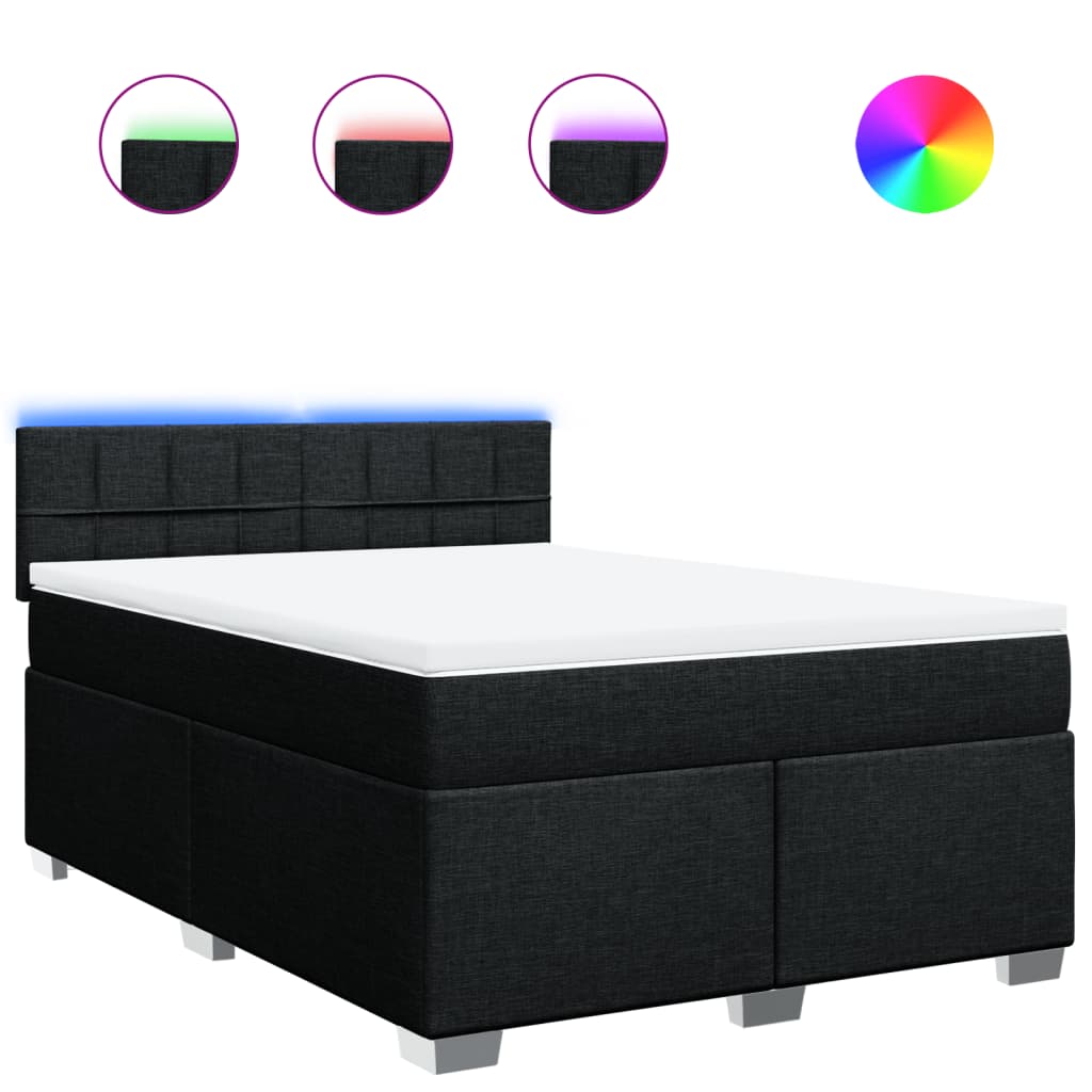 Box spring bed with mattress black 160x200 cm fabric