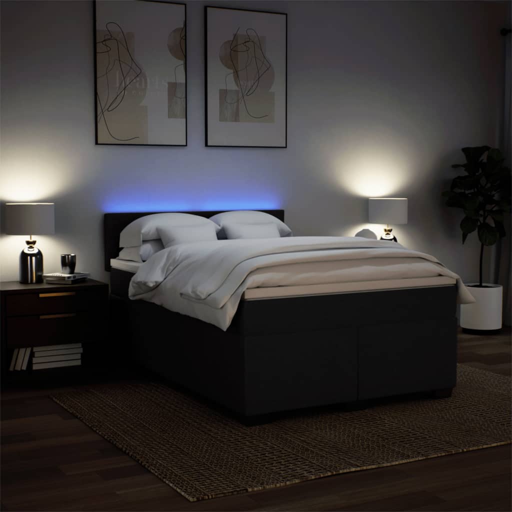Box spring bed with mattress black 160x200 cm fabric