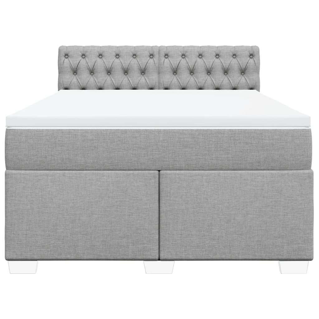Boxspringbett mit Matratze Hellgrau 160x200 cm Stoff