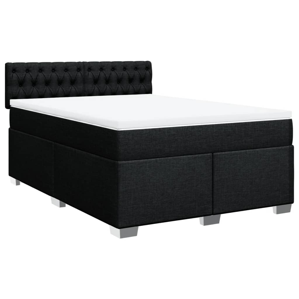 Box spring bed with mattress black 160x200 cm fabric