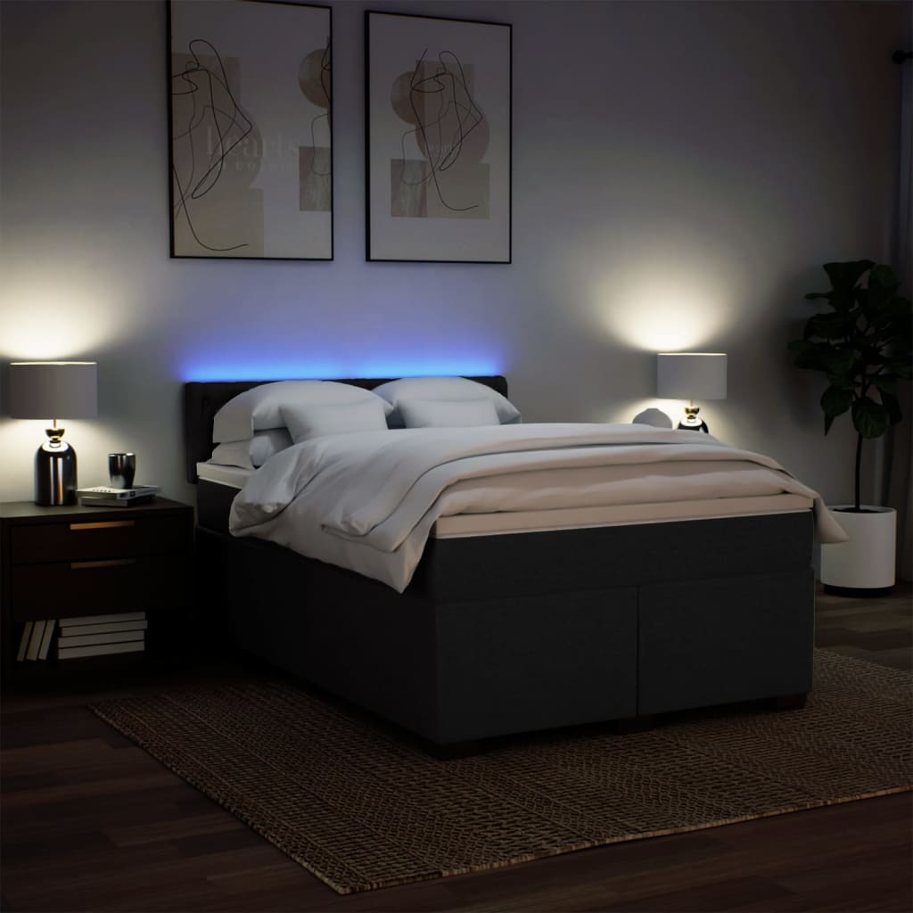 Box spring bed with mattress black 160x200 cm fabric