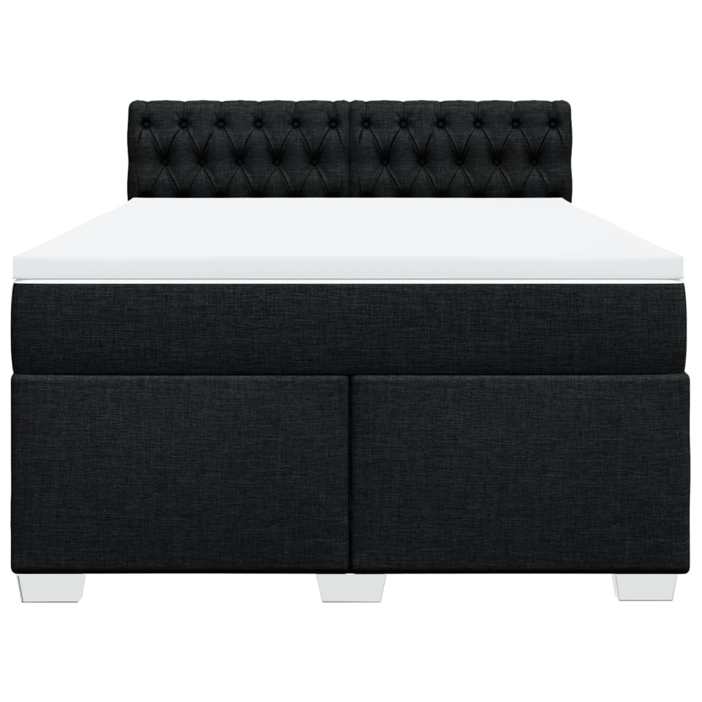 Box spring bed with mattress black 160x200 cm fabric