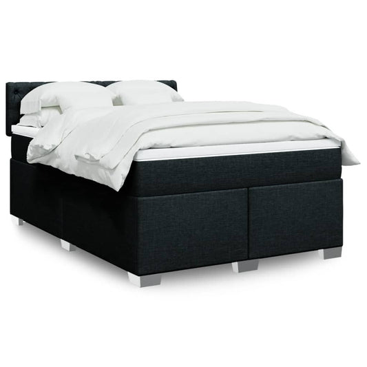 Box spring bed with mattress black 160x200 cm fabric