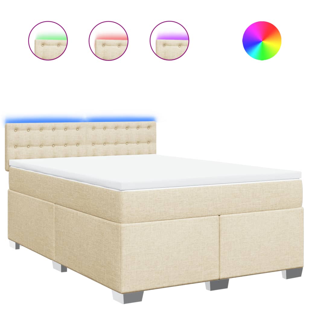 Boxspringbett mit Matratze Creme 160x200 cm Stoff