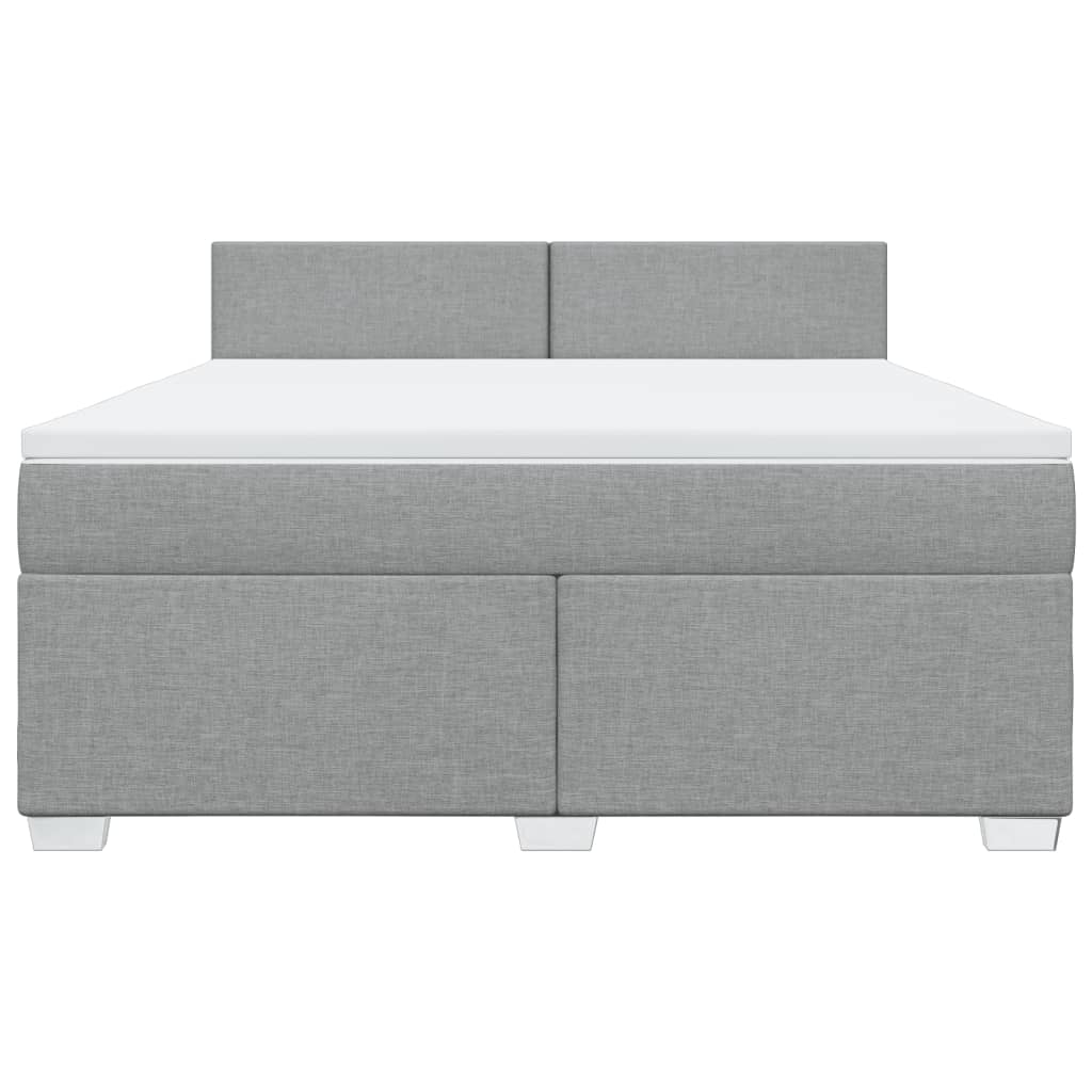 Boxspringbett mit Matratze Hellgrau 180x200 cm Stoff
