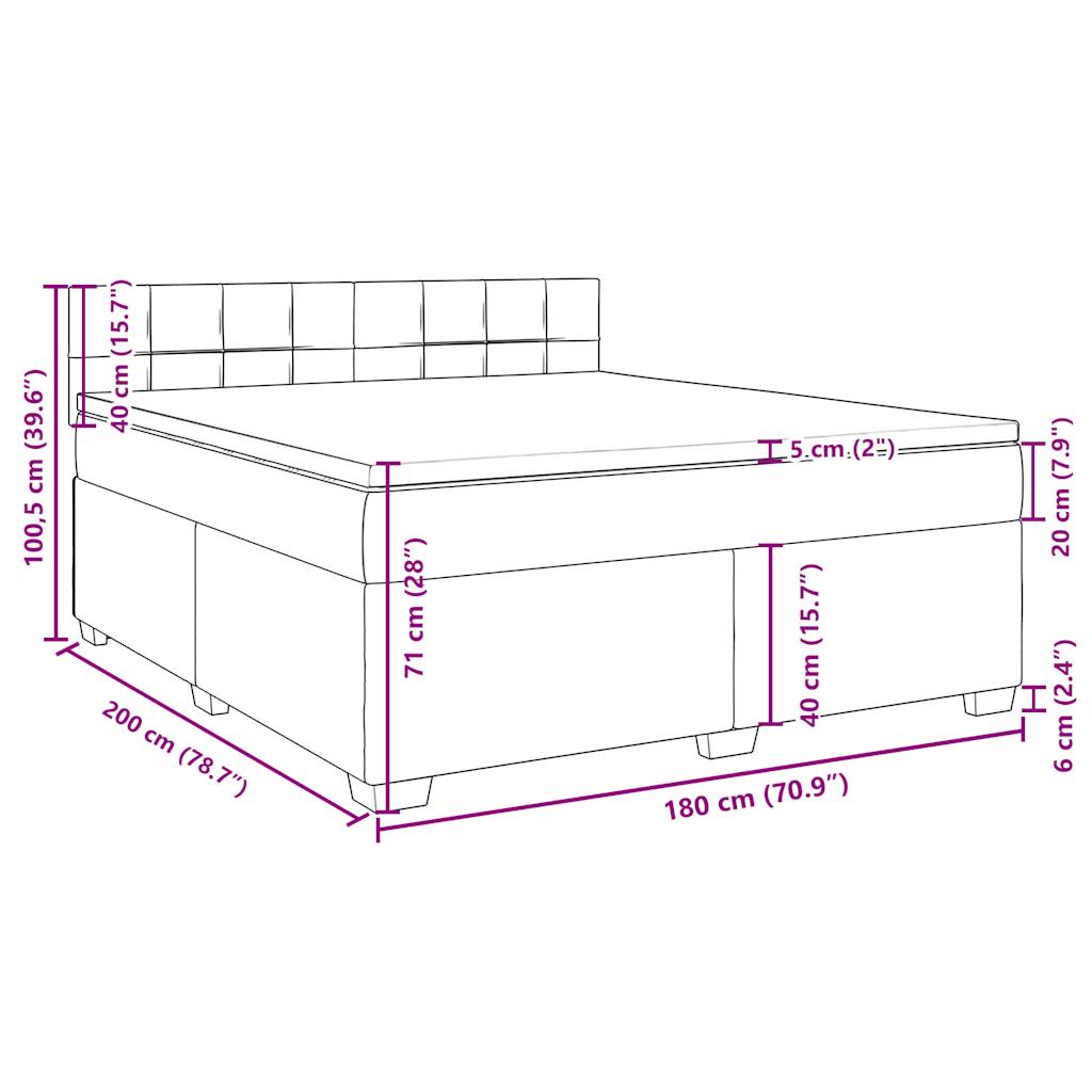 Boxspringbett mit Matratze Hellgrau 180x200 cm Stoff