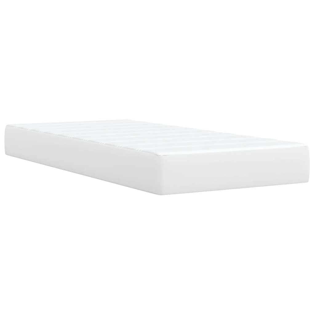 Lit à sommier tapissier avec matelas blanc 90x200 cm en similicuir