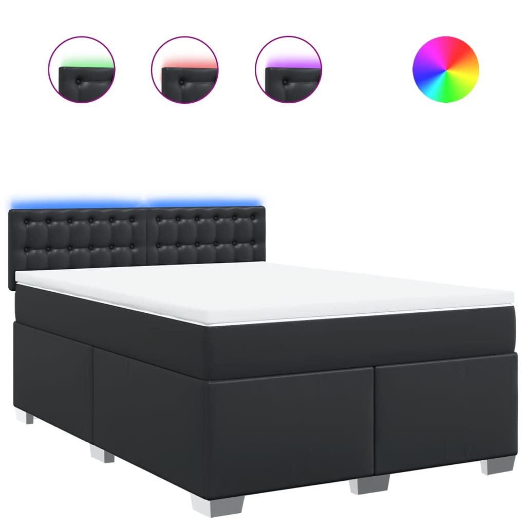 Box spring bed with mattress black 160x200 cm artificial leather