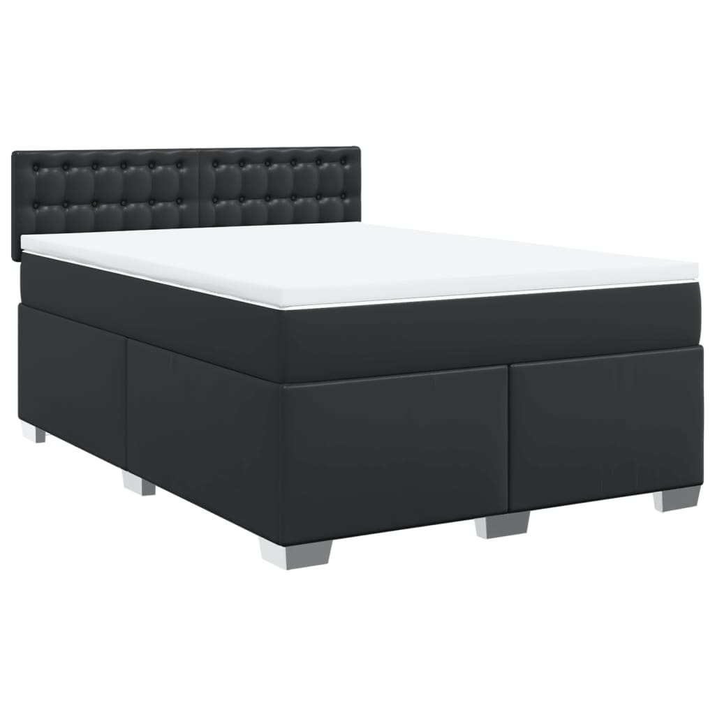 Box spring bed with mattress black 160x200 cm artificial leather