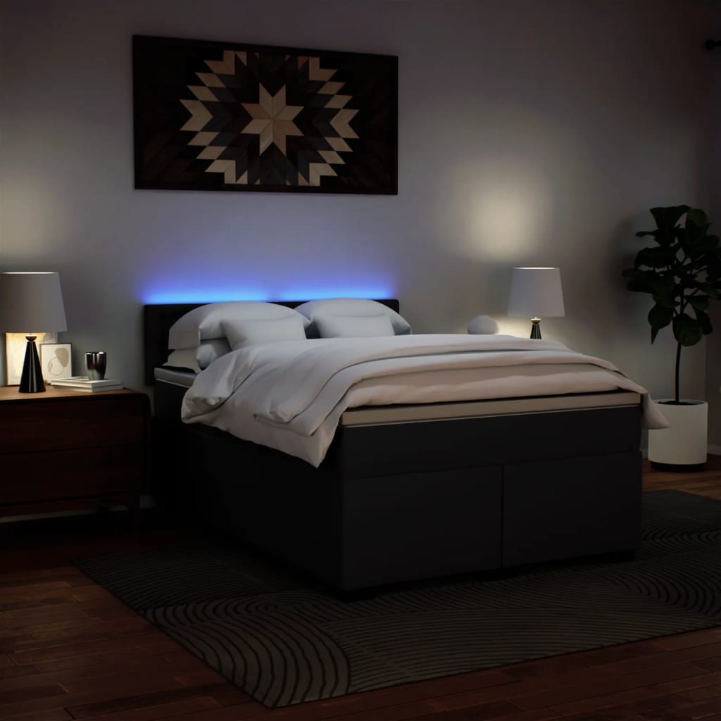 Box spring bed with mattress black 160x200 cm artificial leather