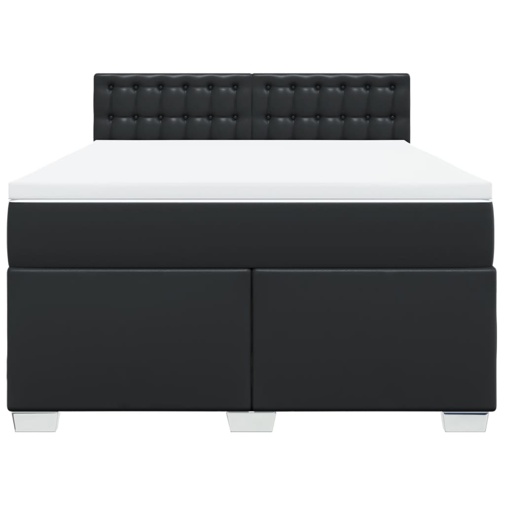 Box spring bed with mattress black 160x200 cm artificial leather