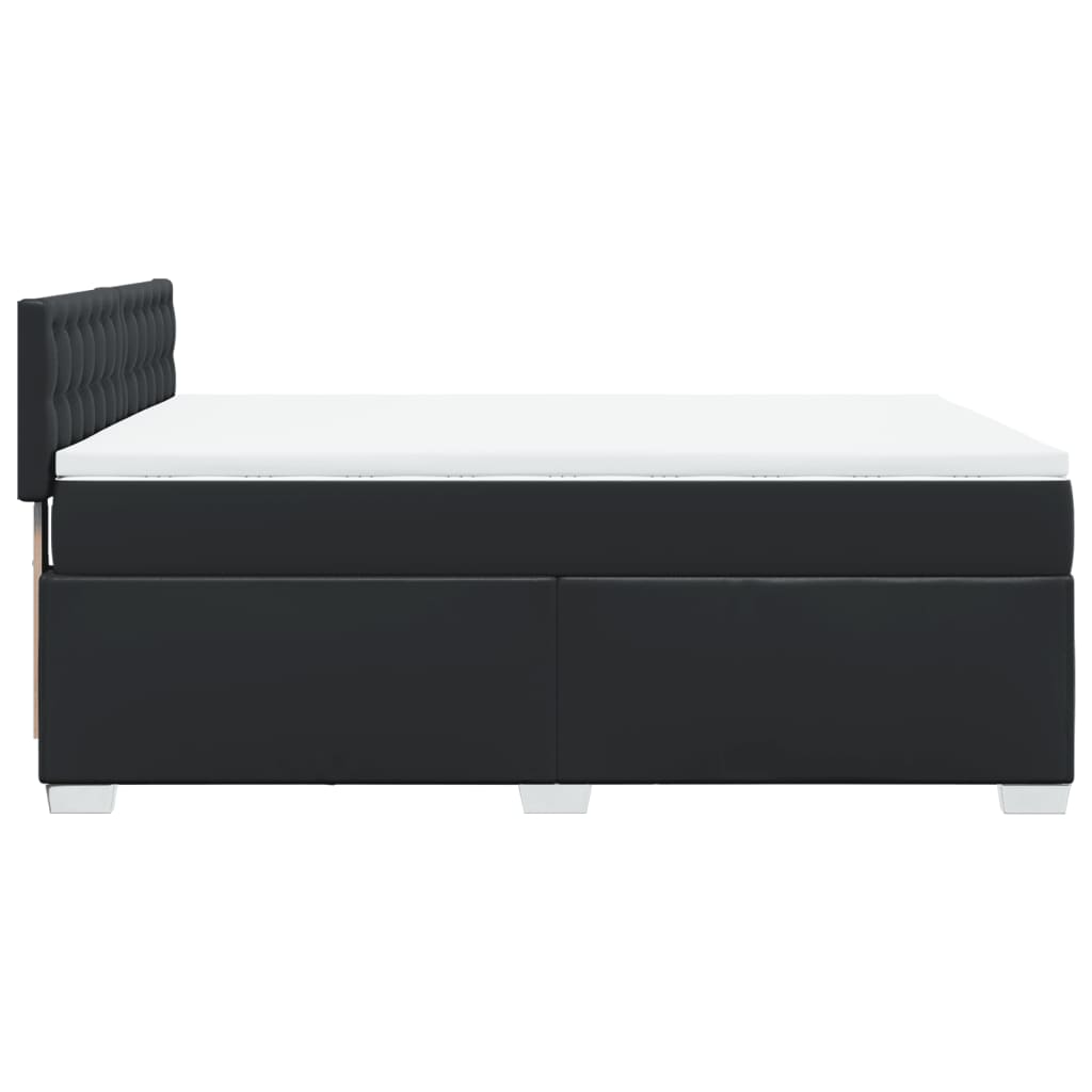 Box spring bed with mattress black 160x200 cm artificial leather